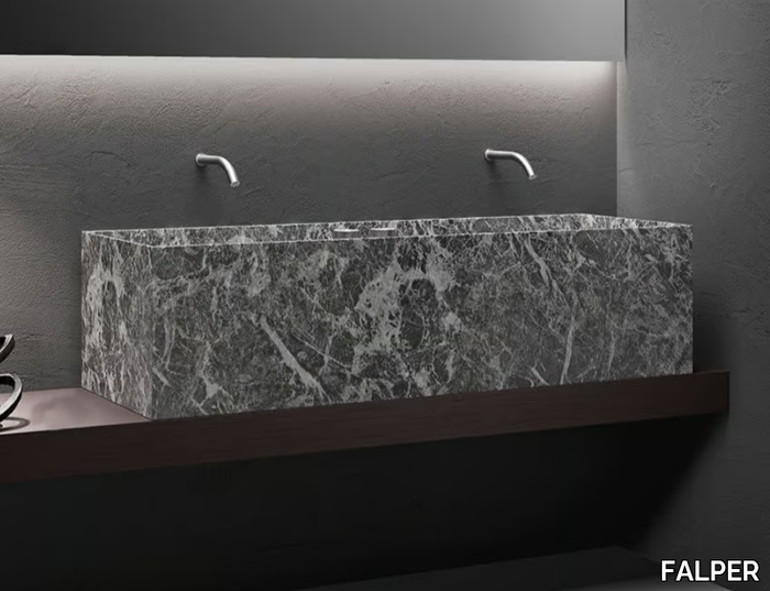 MINIMUM - Double wall-mounted Jolie Grey marble washbasin _ FALPER