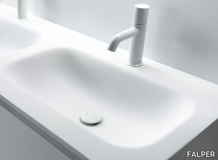 FRESH - Ceramilux® washbasin with integrated countertop _ FALPER