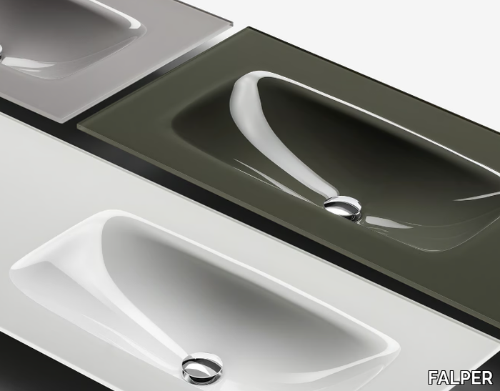 VETRO - Glass washbasin with integrated countertop _ FALPER