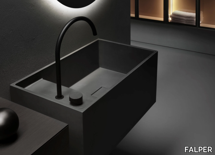 MINIMUM - Rectangular wall-mounted Cementobasic® washbasin _ FALPER