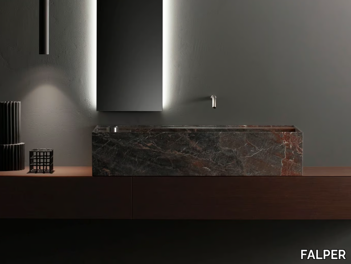 MINIMUM - Wall-mounted Grey Saint Laurent marble washbasin _ FALPER