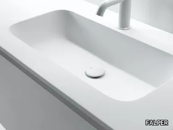 ROUNDLUX - Ceramilux® washbasin with integrated countertop _ FALPER