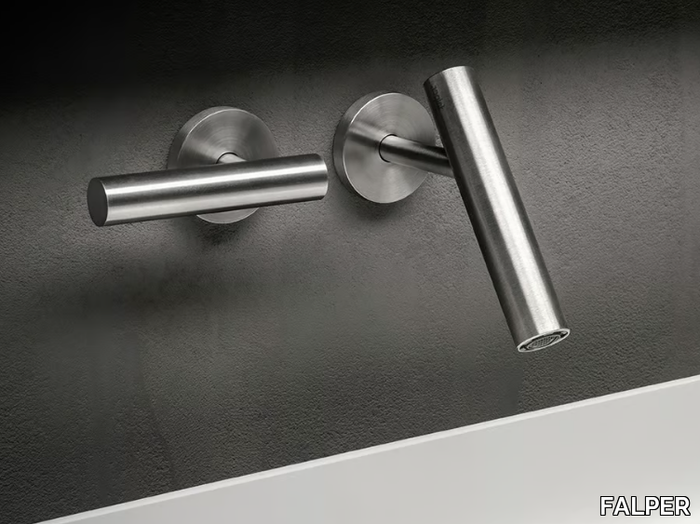 CILINDRO - 2 hole wall-mounted stainless steel washbasin tap _ FALPER