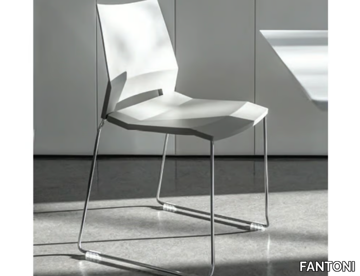 EDGE - Stackable sled base chair with armrests _ FANTONI