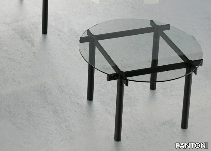 DECUMANO - Round glass and metal meeting table _ FANTONI