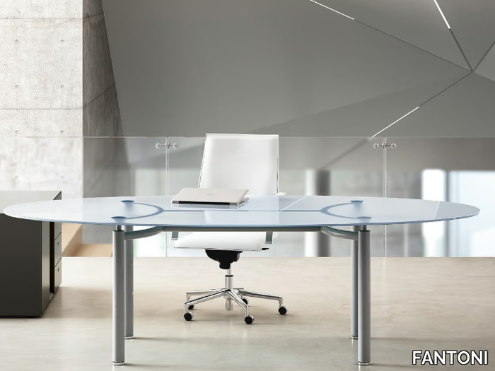 MÈTA - Oval crystal workstation desk _ FANTONI