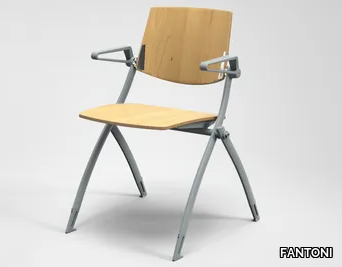 ZERO9 - Folding wooden training chair with armrests _ FANTONI