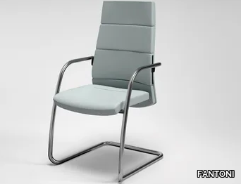 TRENDY FIRST CLASS - Cantilever leather reception chair with armrests _ FANTONI