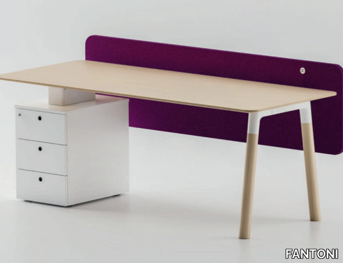 WOODS - Wooden workstation desk with drawers _ FANTONI