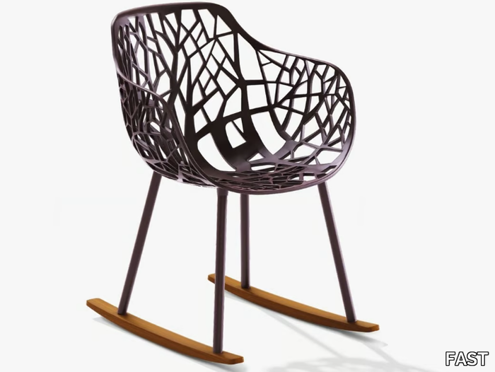 FOREST - Rocking aluminium chair with armrests _ FAST