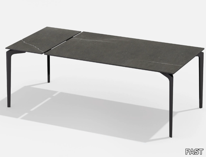 ALLSIZE - Extendable rectangular table in painted aluminium with porcelain stoneware top and extension _ FAST