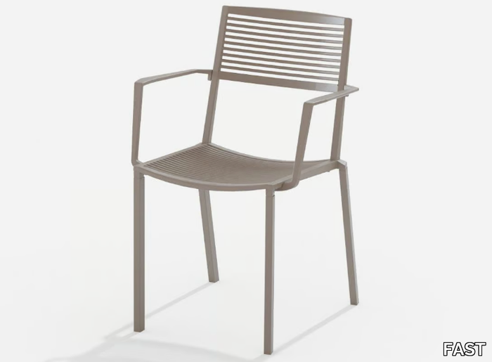 EASY - Stackable aluminium garden chair with armrests _ FAST