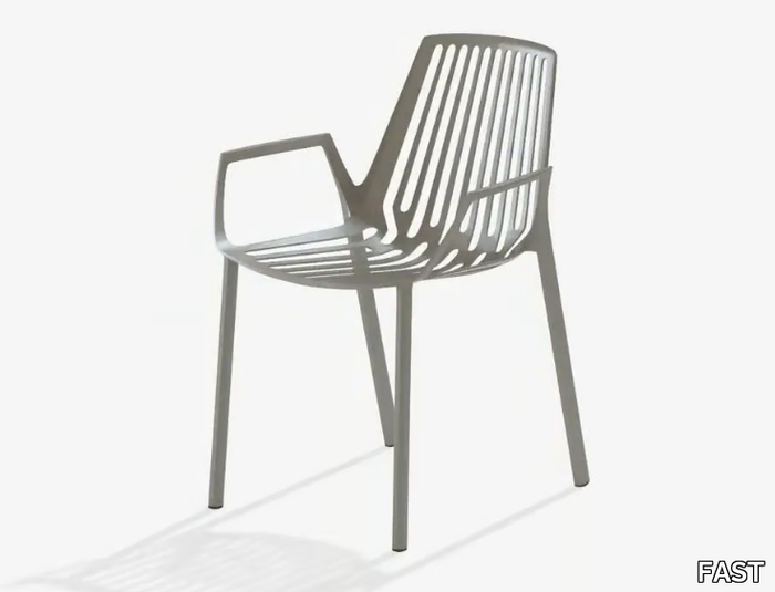 RION - Stackable aluminium garden chair with armrests _ FAST