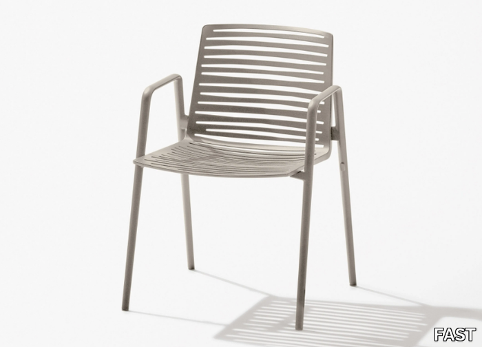 ZEBRA - Aluminium garden chair with armrests _ FAST