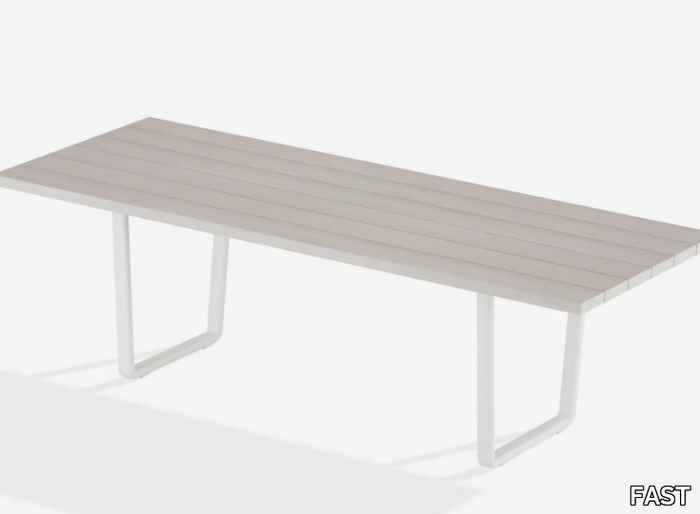 ORIZON - Rectangular wooden effect aluminium garden table _ FAST