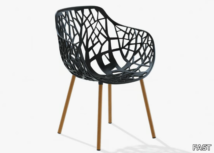 FOREST - Aluminium garden chair with armrests _ FAST