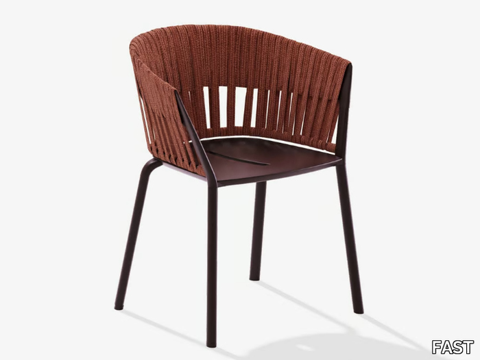 RIA - Garden chair in aluminum and fabric with armrests _ FAST