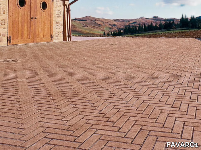 LISTELLO - Concrete outdoor floor tiles with terracotta effect _ FAVARO1