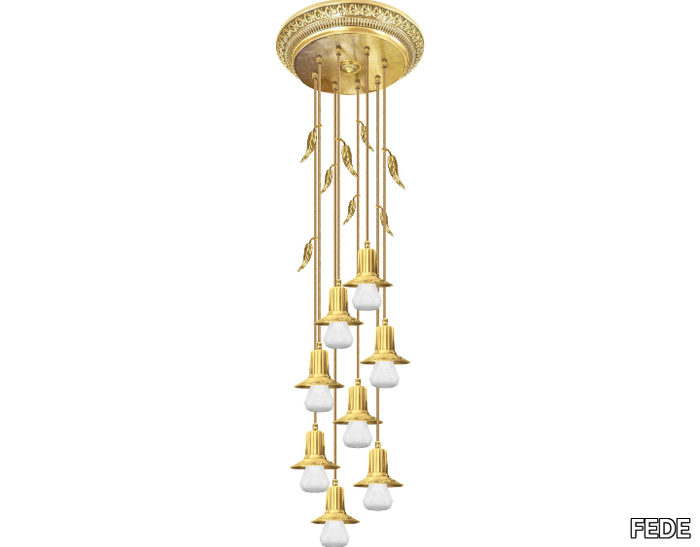 PALERMO II GLASS & EDISON - Brass pendant lamp _ FEDE