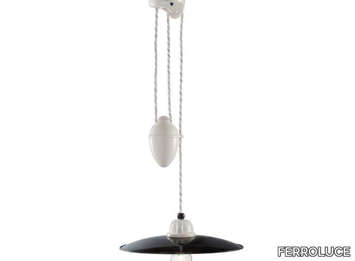 B&W - Adjustable ceramic pendant lamp _ FERROLUCE