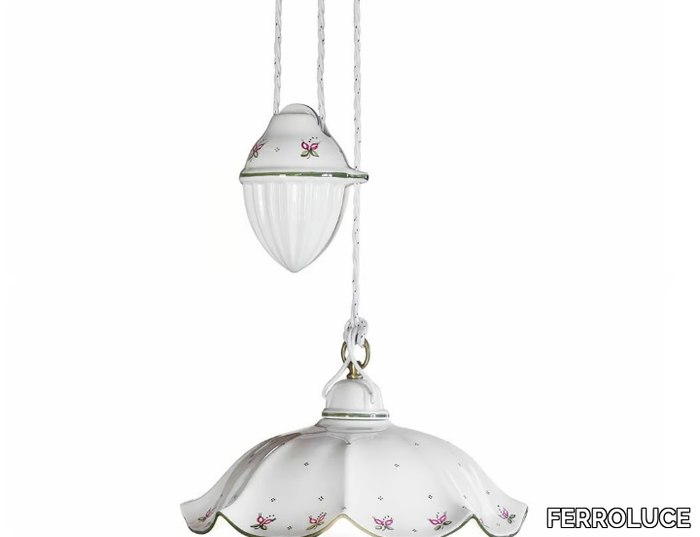 BELLUNO - Adjustable ceramic pendant lamp _ FERROLUCE