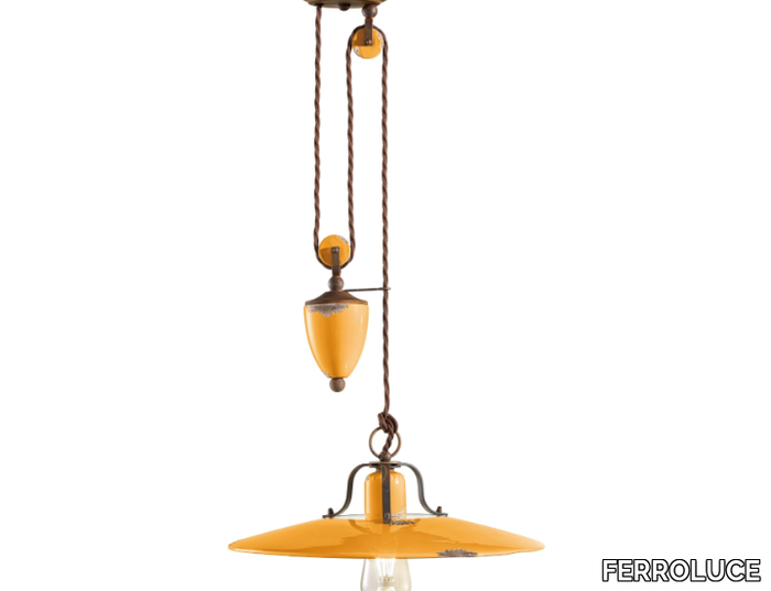 COUNTRY - Adjustable ceramic pendant lamp _ FERROLUCE