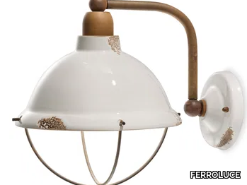 INDUSTRIAL - Lantern ceramic wall light with fixed arm _ FERROLUCE