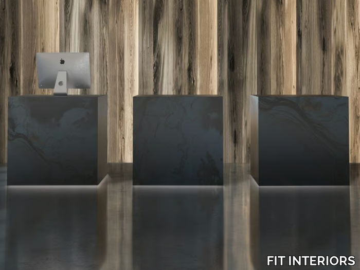 UNIKO - Modular wooden Reception desk with Built-In Lights _ FIT INTERIORS