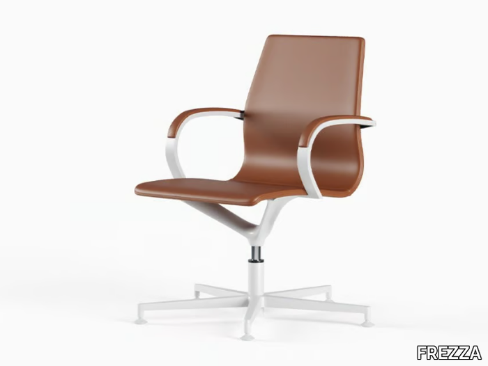 CLASSE 2 EM 204 - Leather office chair with armrests with 5-Spoke base _ FREZZA