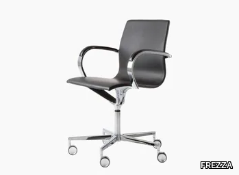 CLASSE 2 EM 204 - Height-adjustable leather office chair with castors _ FREZZA