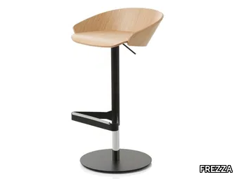 KARL - Swivel height-adjustable wood veneer office stool _ FREZZA