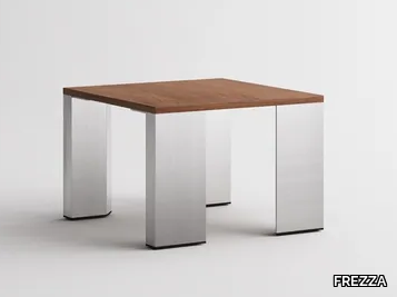 ONO - Square aluminium and wood coffee table _ FREZZA