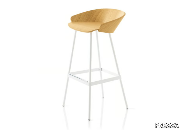 KARL - High stool with wooden seat and steel legs _ FREZZA