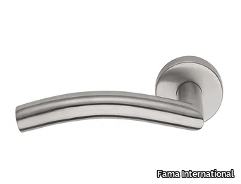 ITALIAN DESIGN - ORION - Steel door handle on rose _ Fama International