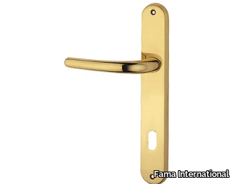 ITALIAN DESIGN - GINESTRA-PLACCA - Brass door handle on back plate with lock _ Fama International