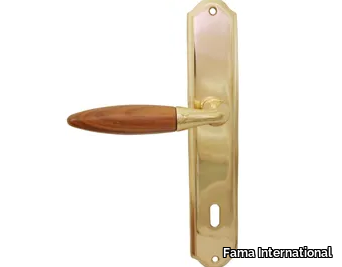 ITALIAN DESIGN - PESCA-PLACCA - Brass door handle on back plate _ Fama International