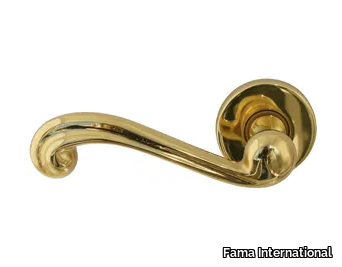 ITALIAN DESIGN - VERBENA - Brass door handle on rose _ Fama International