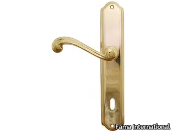 ITALIAN DESIGN - VERBENA-PLACCA - Brass door handle on back plate with lock _ Fama International