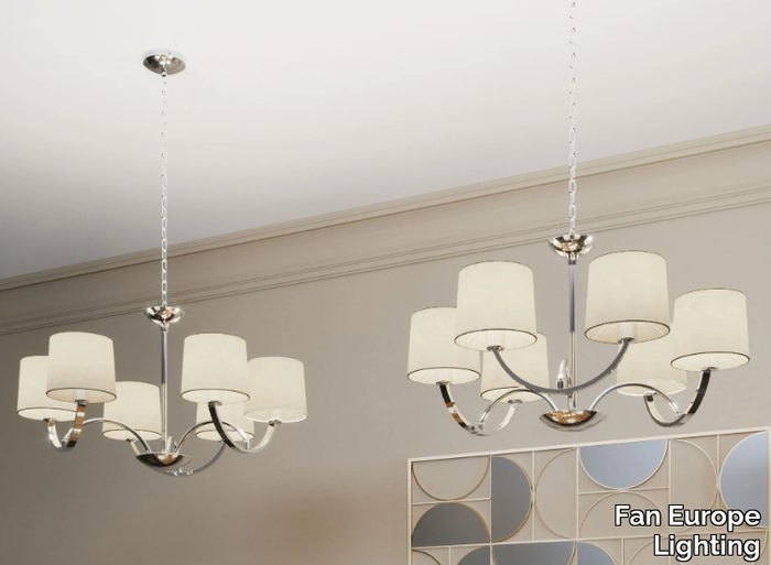 ASTORIA - Chrome plated and fabric chandelier _ Fan Europe Lighting