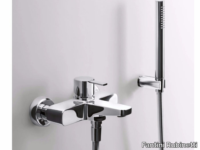 LAMÈ - Wall-mounted bathtub mixer with hand shower _ Fantini Rubinetti