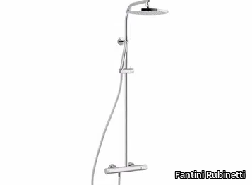 LAMÈ - Wall-mounted thermostatic shower panel with overhead shower _ Fantini Rubinetti