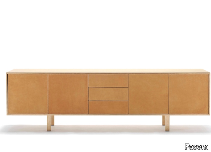 ALIANTE - Tanned leather sideboard with doors _ Fasem