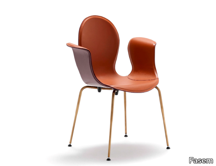 CROP - Tanned leather chair with armrests _ Fasem