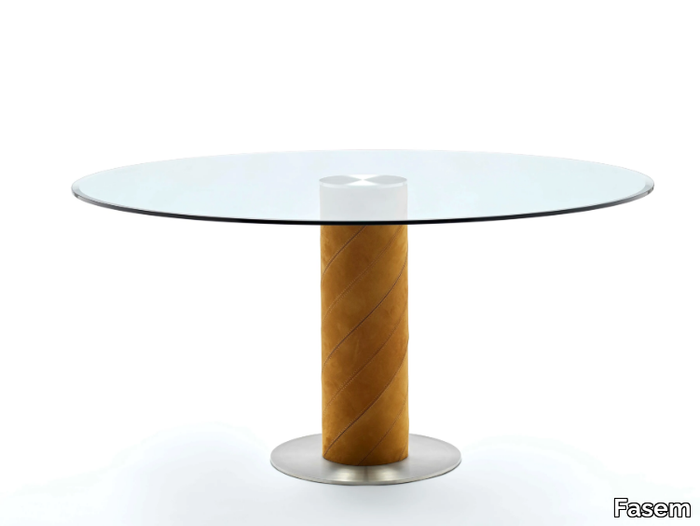 ROLLING - Round glass dining table _ Fasem