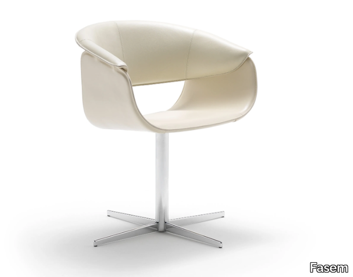 AIRLUX - With 4-spoke base leather chair with armrests _ Fasem