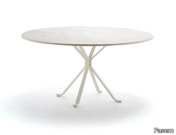 CRAB - Round glass and steel dining table _ Fasem