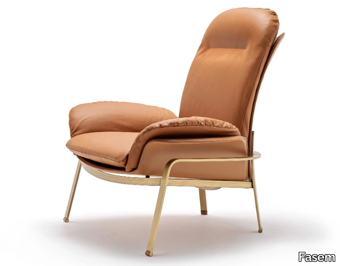 ELECTA RELAX - Upholstered leather armchair with armrests _ Fasem