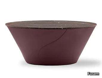 ELECTA - Oval tanned leather coffee table for living room _ Fasem