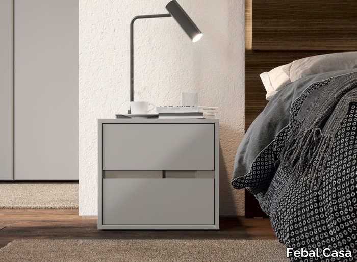 CLIO - Melamine-faced chipboard bedside table with drawers _ Febal Casa