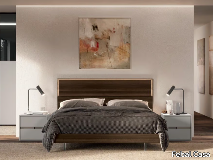 SOAVE - Melamine-faced chipboard bed with high headboard _ Febal Casa